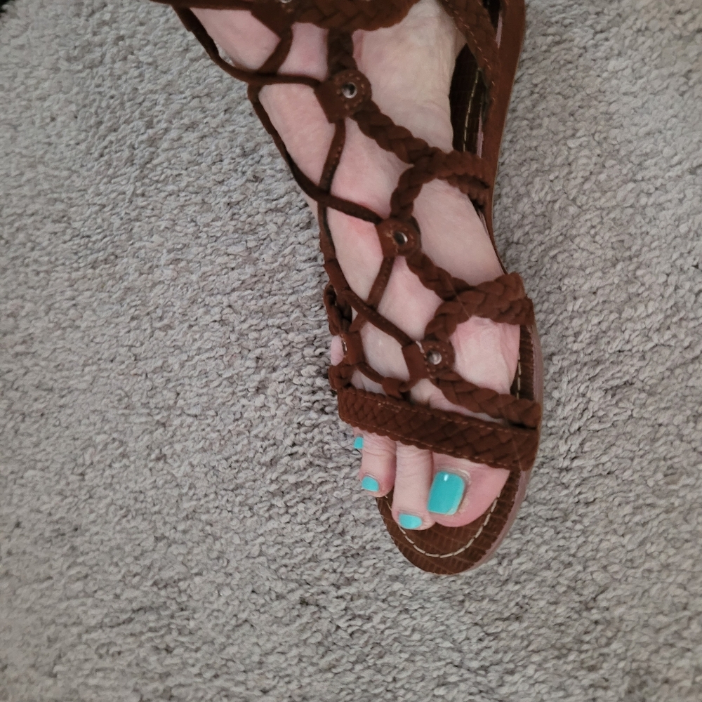Carlos by Carlos Santana Lace-Up Brown Roman Sandals - Picture 2 of 8